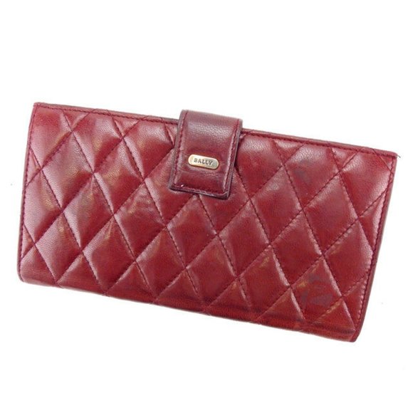 Bally Wallet Purse Long Wallet Red Gold Woman Authentic Used Y4922 - Picture 1 of 6